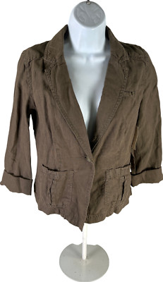 NEW Caslon Women s Green Linen One Button Lightweight Jacket - XS