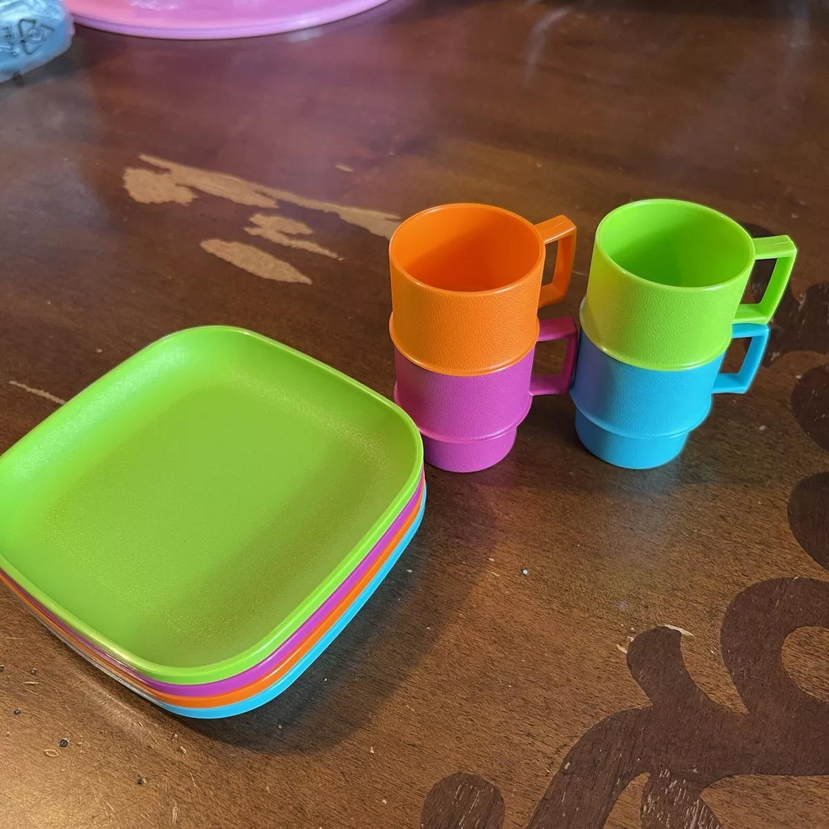 Tupperware Toys Kids Mini Play Set Of 8 Plates Cups Pretend Cooking Baking  Dish