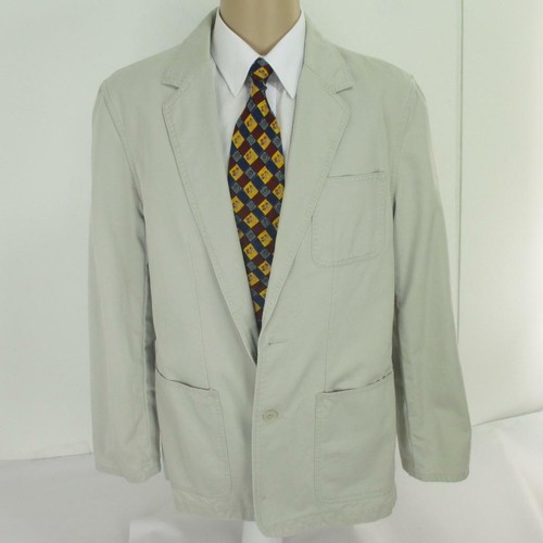 40 R (M) Structure Ivory Cotton 2 Btn Mens Safari Style Jacket Sport Coat Blazer - Picture 2 of 8