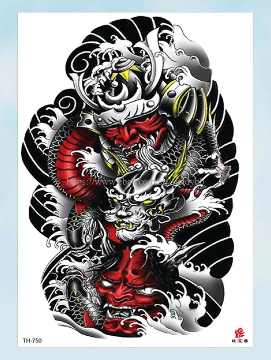 Big Dragon Temporary Tattoo Blackwork Dragon Tattoo Removable 