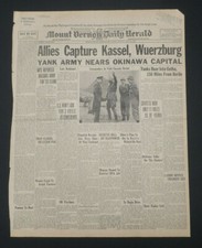 Allies Capture Kassel, Ike, Patton, Bradley, Hodges, 1945 Newspaper Page