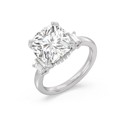 Cushion Engagement Ring 2.80 Carat IGI GIA Lab Created Diamond 14K White Gold - Picture 4 of 9