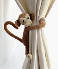 Monkey Curtain Tie Backs Crochet Nursery tie back , safari animal nursery gift
