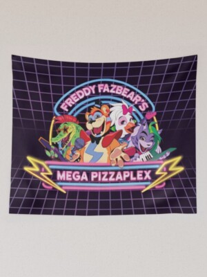 FNAF Security Breach Tapestry, Mega Pizzaplex Tapestry, Glamrock, Freddy Fazbear