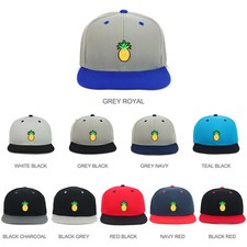 Youth Kid's Pineapple Patch Flat Bill Snapback 2-Tone Baseball Cap - FREESHIP