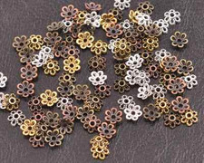 200Pcs Tibetan Silver Gold Metal Flower Loose Spacer Beads Caps 6MM L3012