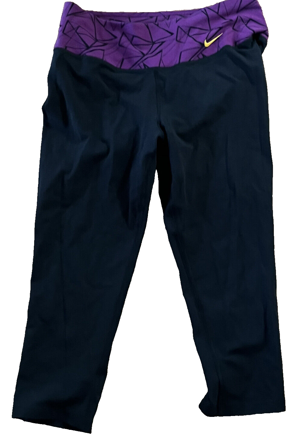 Nike Dri-Fit Pant Womens Medium Black Purple Capri Crop Legging Yoga Walking Gym