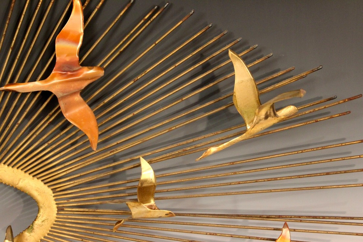 Curtis Jere MCM Vintage Brass Mid Century Modernist Sunburst Wall