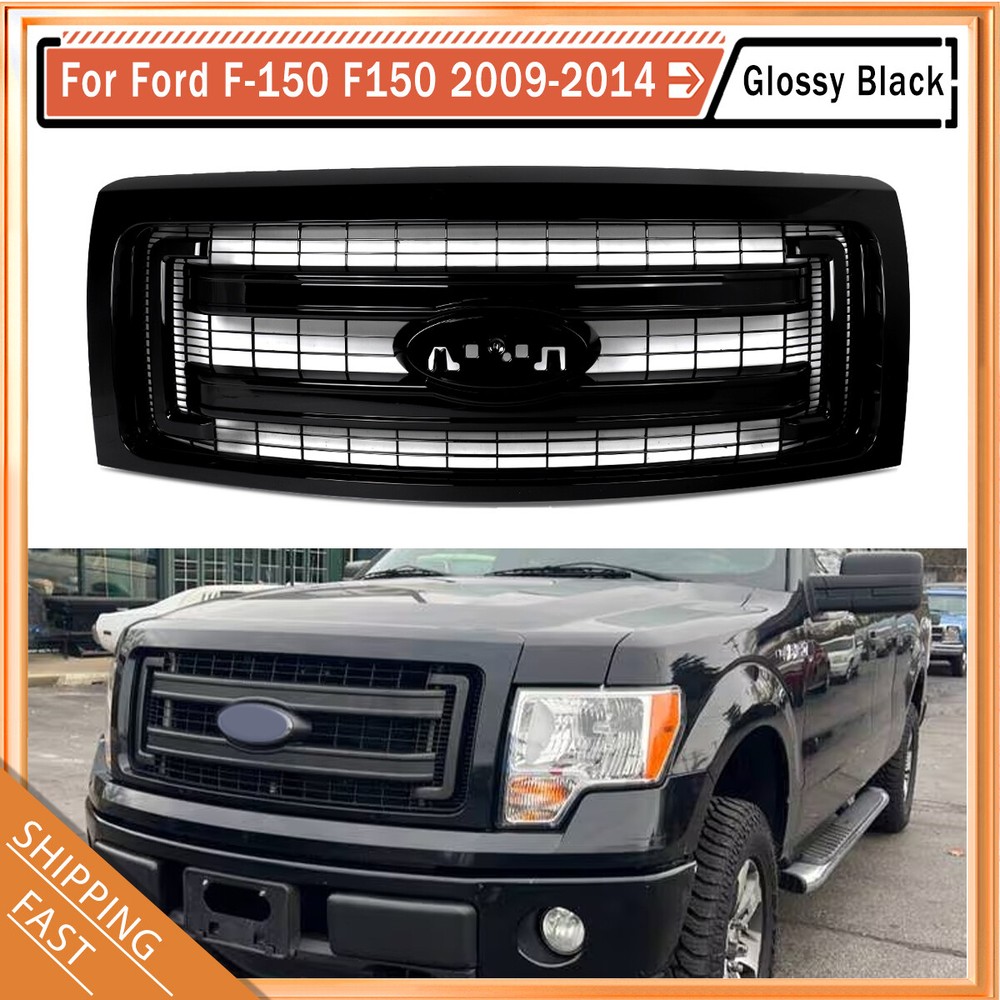 2009-2014 Ford F150 Black Grille Front Bumper Hood Guard Compatible XL XLT