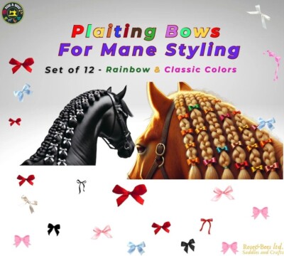 Pony Mähnenschwanz Schleifen 12er Set 1,7'' Pferd Flechtband Schleifen perfekt für die Pflege