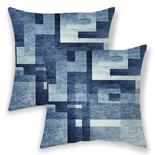 Dusty White Pillow Covers 18x18, Abstract Art 18" x 18" (Pack of 1) Navy Blue - Bild 1 von 7