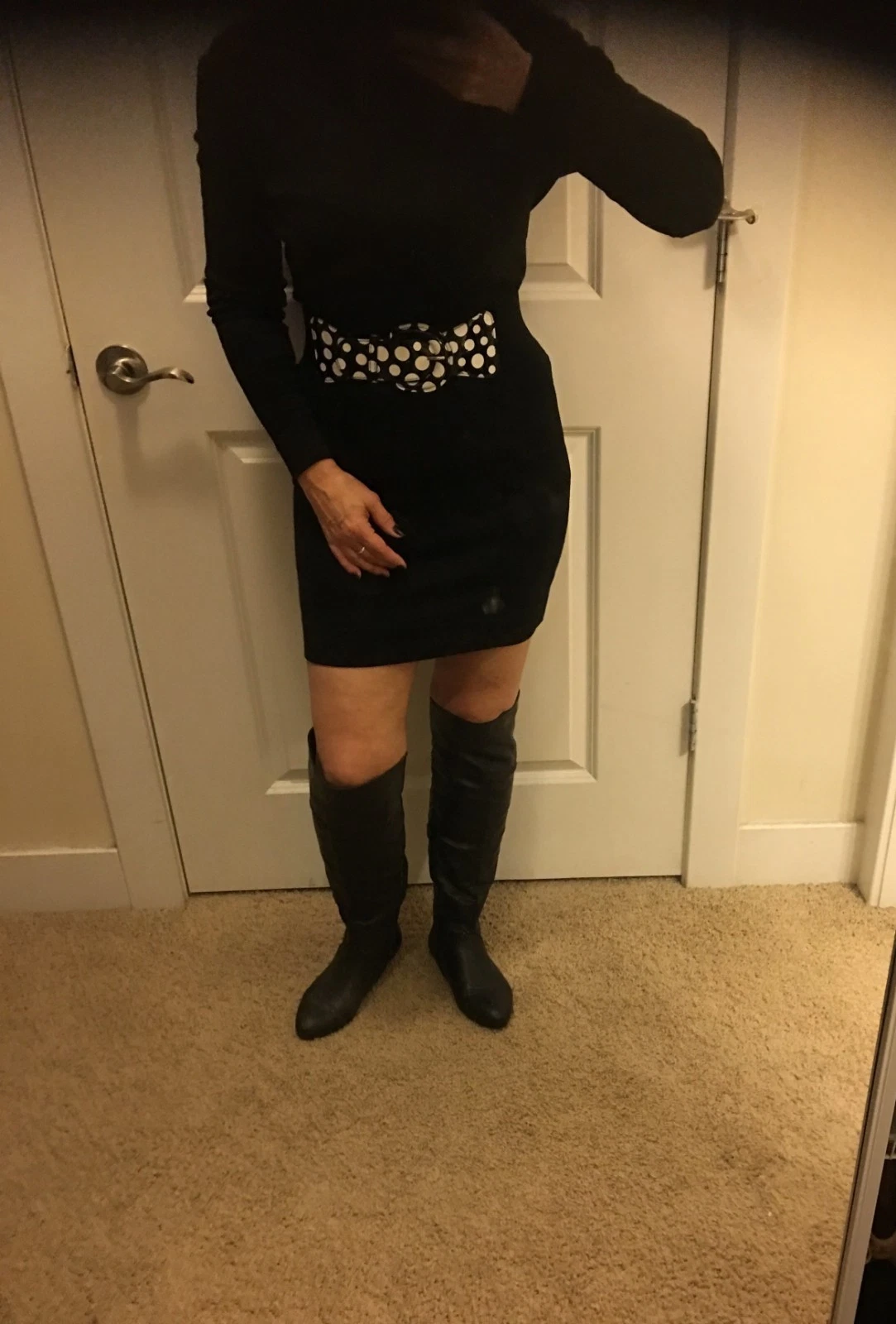 MOSCHINO Vestito Maglione Nero con Collo Nylon Velluto Increspato Lana Acrilico Tg 6