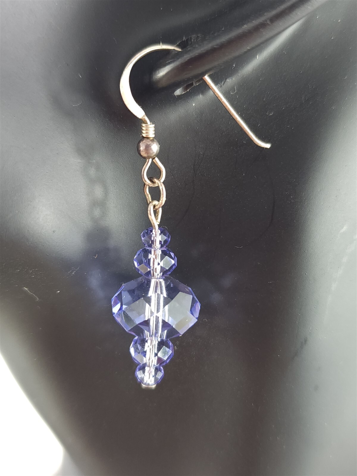 Solid Sterling Silver Periwinkle Blue Faceted Bea… - image 1
