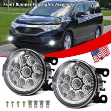 Pair LED Front Bumper Fog Light Lamp For Nissan Quest 2011 2012-2017 Clear Lens
