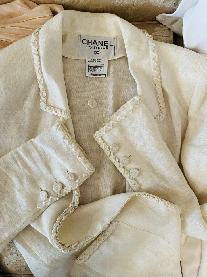 Блейзер CHANEL льняной на шнуровке размер 36 Франция - Изображение 3 из 4