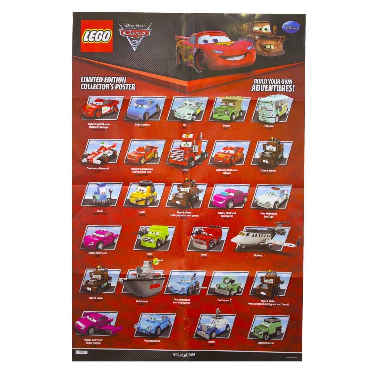Disney Cars 2 Movie Poster Decor Pixar Print Art Wall Lego Figures