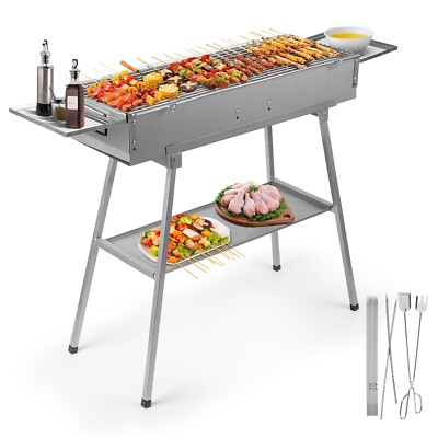 IRONWALLS Portable Charcoal Grill Outdoor Cooking, 32 L x 10 W Folde