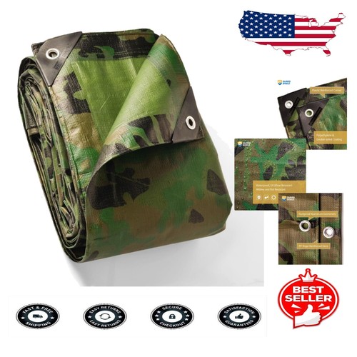 20' X 30' Dry Top Camouflage Poly Plane - 7 Mil, Verstärkter Saum, Wasserdicht