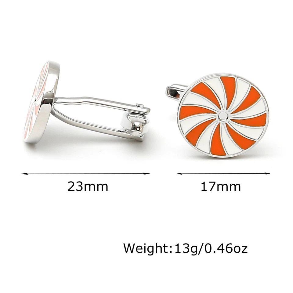 Пара спиральных полосатых модных мужских запонок эмаль круглые запонки для мужчин повседневные - Изображение 4 из 4