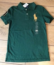 Image of BNWT RALPH LAUREN Polo Racing GREEN T-shirt top. Large pony logo. 7 yr, 6-7