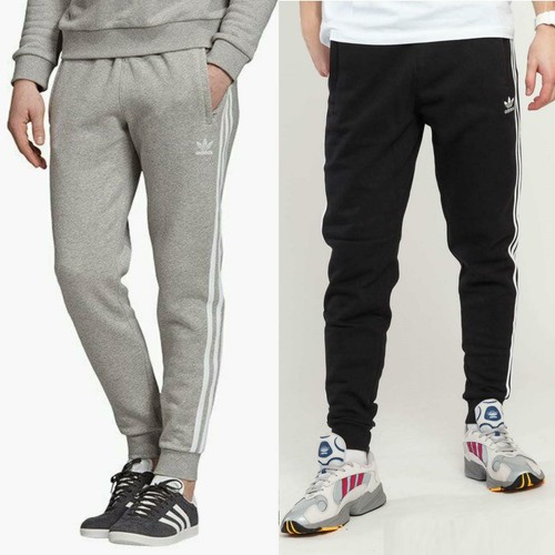 Adidas para hombre Chándal Bolsillos con Cremallera 3 Rayas con puño Sudor  Pantalones trackpants de lana | eBay