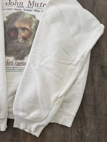 Vtg John Muir Sweater Nature Animal Crewneck Scientist Medium Hanes Hippie Y2K - Picture 10 of 23
