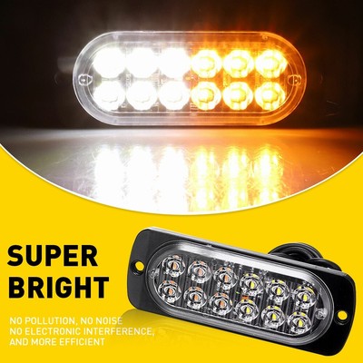 Super Bright LED Amber White Warning Hazard Beacon Strobe Dash Lamp Bar Foglight