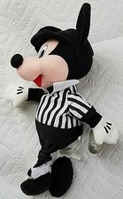 Vtg DISNEY REFEREE MICKEY MOUSE TOY DOLL 10" Plush Baseball Striped Uniform READ