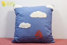 Room Essentials Square Decorative Navy Sailboat 16x16" Throw Pillow*