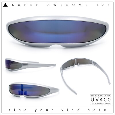 Color Mirror Lens Monolens Cyclops Robotic Futuristic Narrow Punk