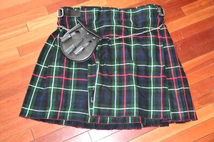 Edinburgh Get Shirty Scottish Highland Style Kilt Sz 40  Tartan Belt Leather