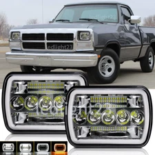 Fit Dodge D150/250/350 W150/250/350 Ram 50 7X6 5X7" LED Headlight H4 Hi/Lo Bulb