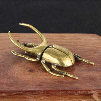 Brass Unicorn Beetle Statue Reptile Ornament Ornament Toy House Decoration'