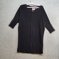 Juicy Couture Women Dress Large Black Y2K Merino Wool 3/4 Sleeve Sweater