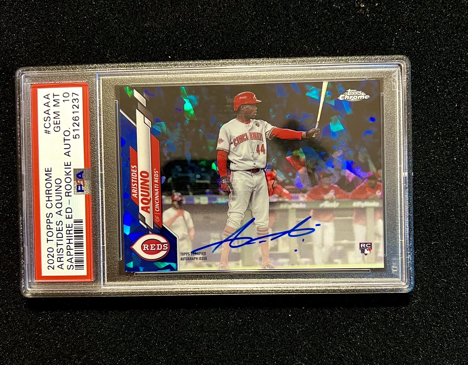 2020 Topps Chrome Sapphire Aristides Aquino Rookie Auto PSA 10! Low Pop