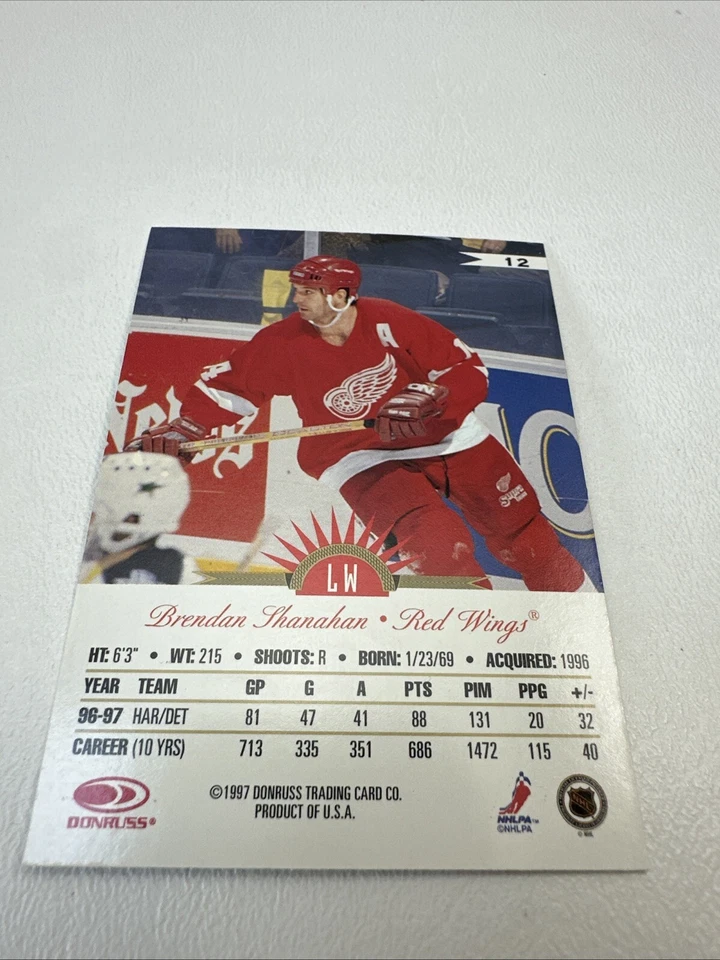 1997-98 Leaf International Universal Ice Brendan Shanahan #12 Red Wings Hockey - Image 3 of 4