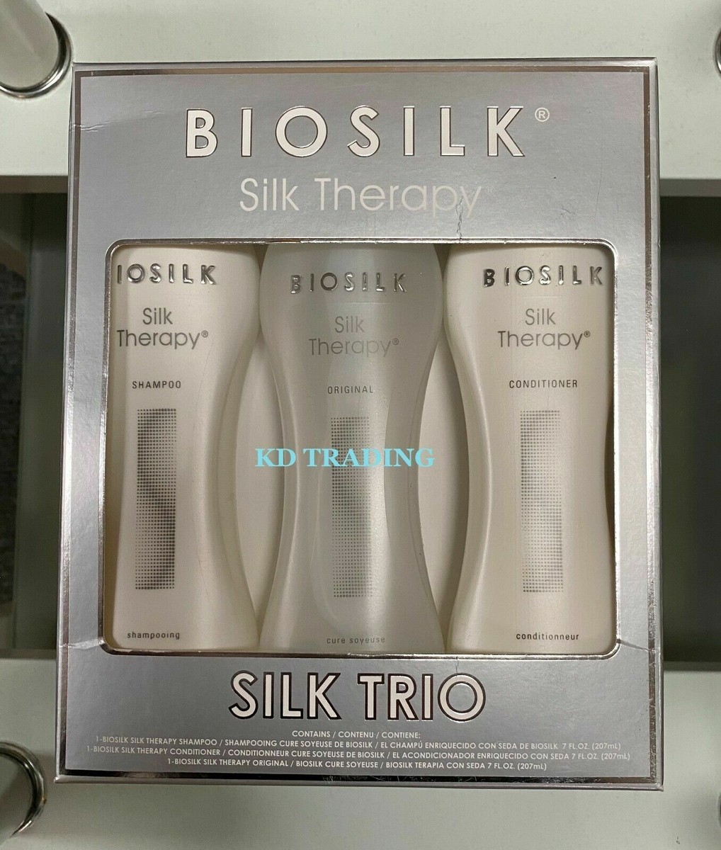 3-Pack) BIOSILK Silk Therapy Shampoo Conditioner Hair Treatment w