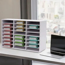 24 Compartment Literature Organizer Form File Sorter Office Paper Storage Holder