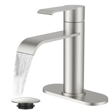 Brushed Nickel Bathroom Faucet Single Hole Waterfall with Single Lever Waterf...