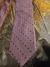 IKE BEHAR PINK MICRO CHECK WOVEN 100% IMPORTED SILK TIE MADE IN USA.