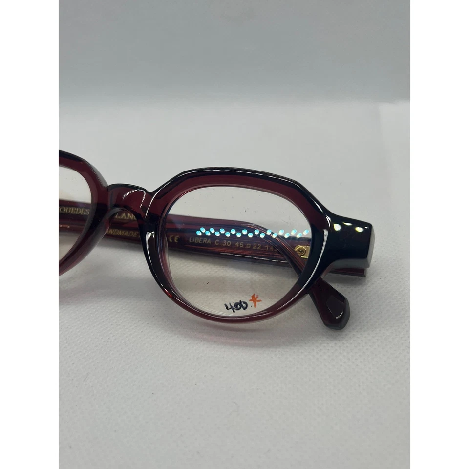 Monturas de gafas redondas borgoña ZEN Barcelona para mujer hechas a mano acetato japonés Foto 2 de 4
