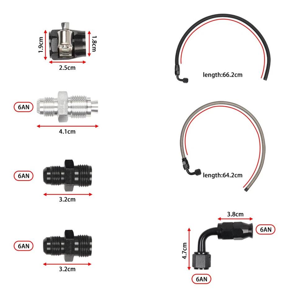 25Inch 6AN Power Steering Pump Hose Kit For Chevy C10 LS Swap Connects - Image 3 of 4