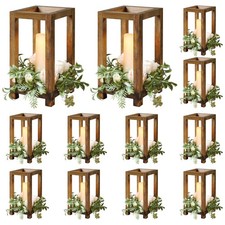 12Pcs Wooden Lanterns Wedding Centerpiece for Decorative, Rustic Candle Holde...