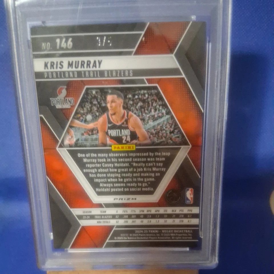 2024-25 Panini Mosaic /5 Gold Glitter Prizm SSP Bookend Kris Murray Blazers🔥 - Image 2 of 3