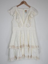 Anthropologie by Farm Rio Eyelet Patch Beaded Mini Dress Confetti Size L Womens