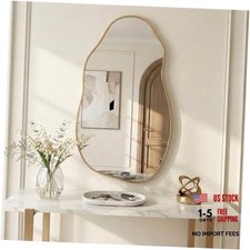 Asymmetrical Wall Mirror 36"x20", Large Irregular Wavy Mirror 36"L x 20"W Gold