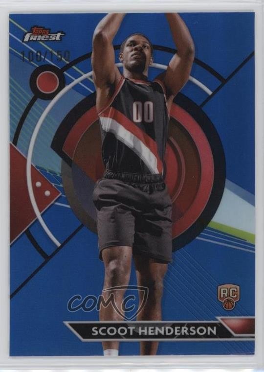 2023 Topps Finest Common Blue Refractor /150 Scoot Henderson #77 Rookie RC 0e1b