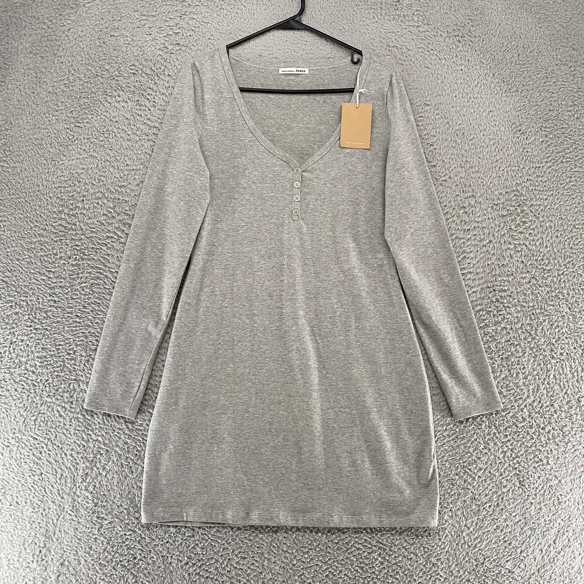 chinese dress ladies Long Sleeve Ribbed Henley Maxi Dress