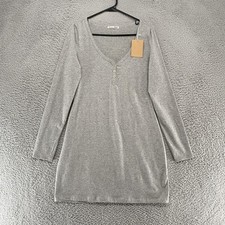 Reformation Jeans T Shirt Dress Womens Large Gray Henley Long Sleeve USA Organic