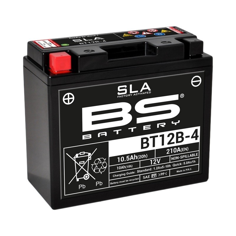 Batterie BT12B-4 BS BATTERY SLA sans entretien pré-activée pour moto et scooter